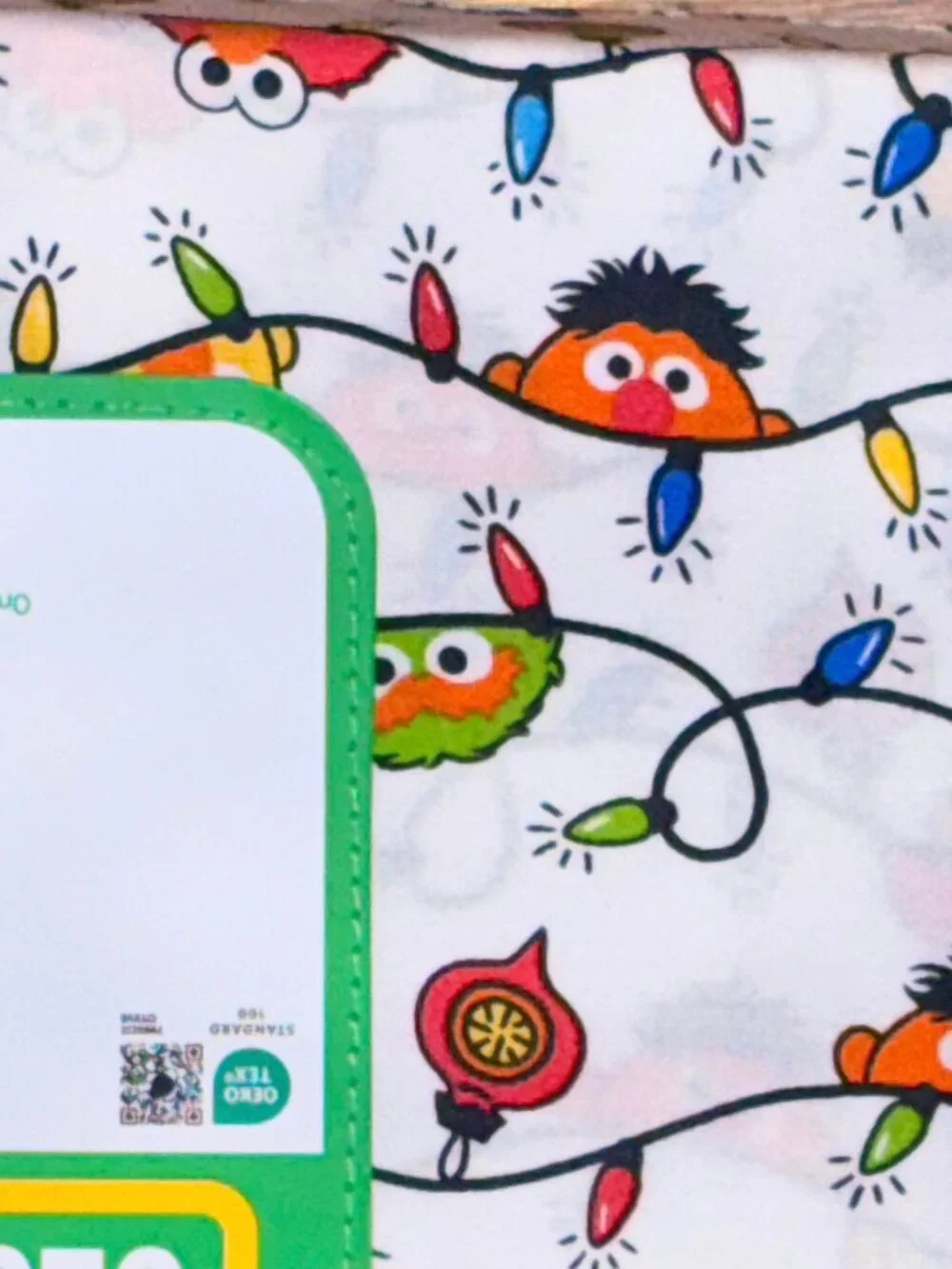 Sesame Street Christmas Lights TWIN Size Cotton Sheet Set Elmo Cookie Monster